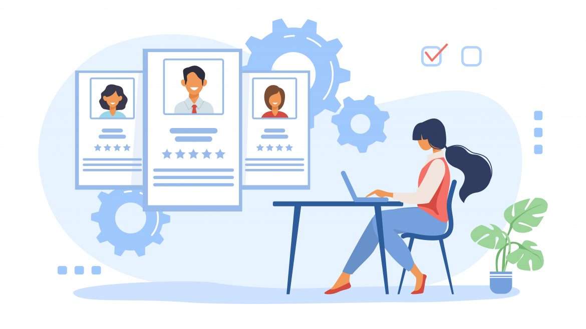 icon woman studying in chair with laptop Interloop