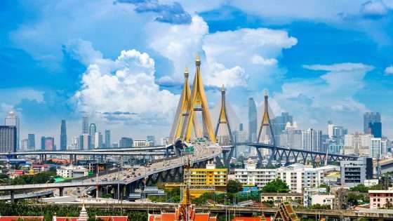cityscape bangkok highway bridge thailand
